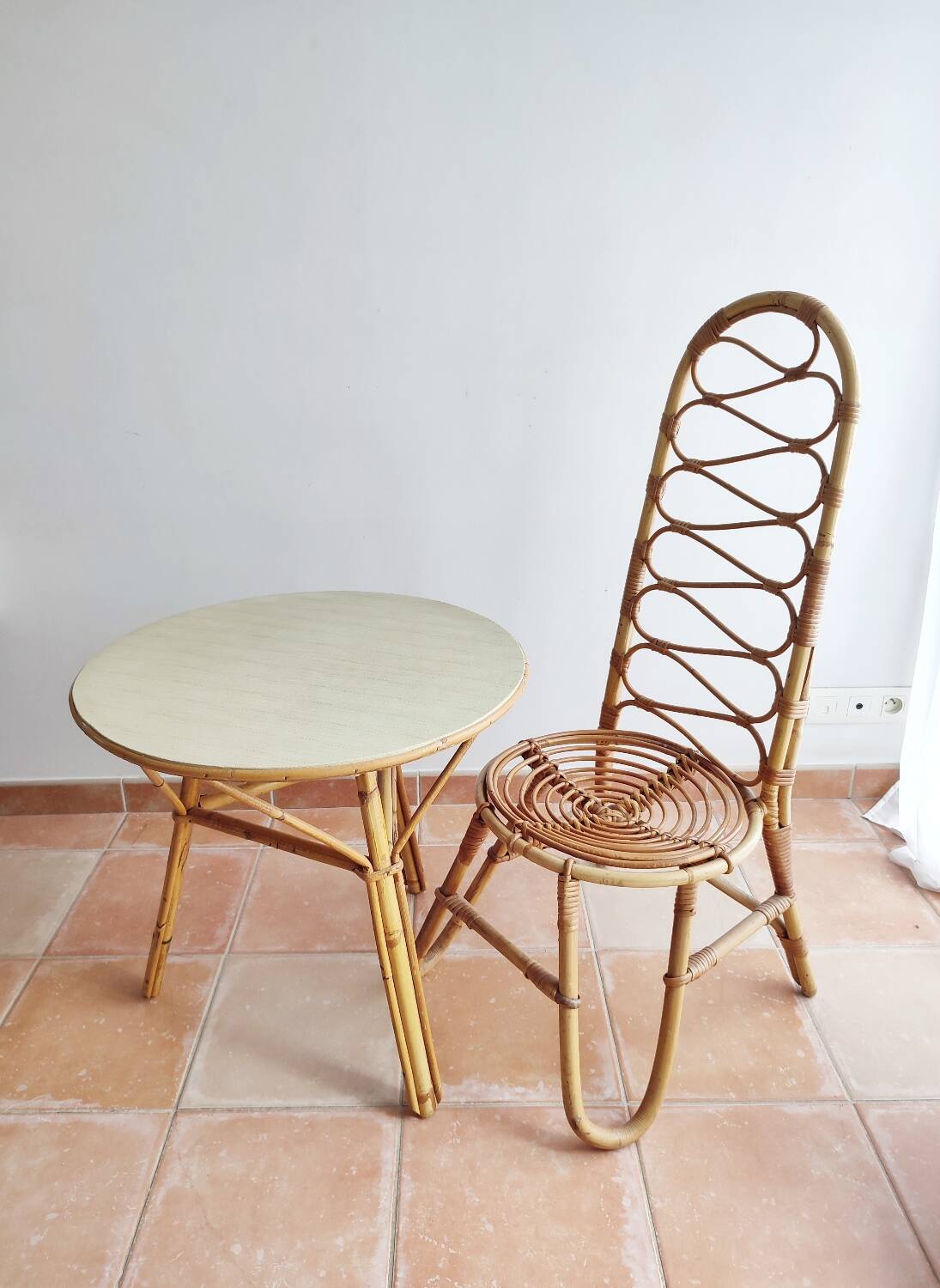 Chaise en rotin vintage
