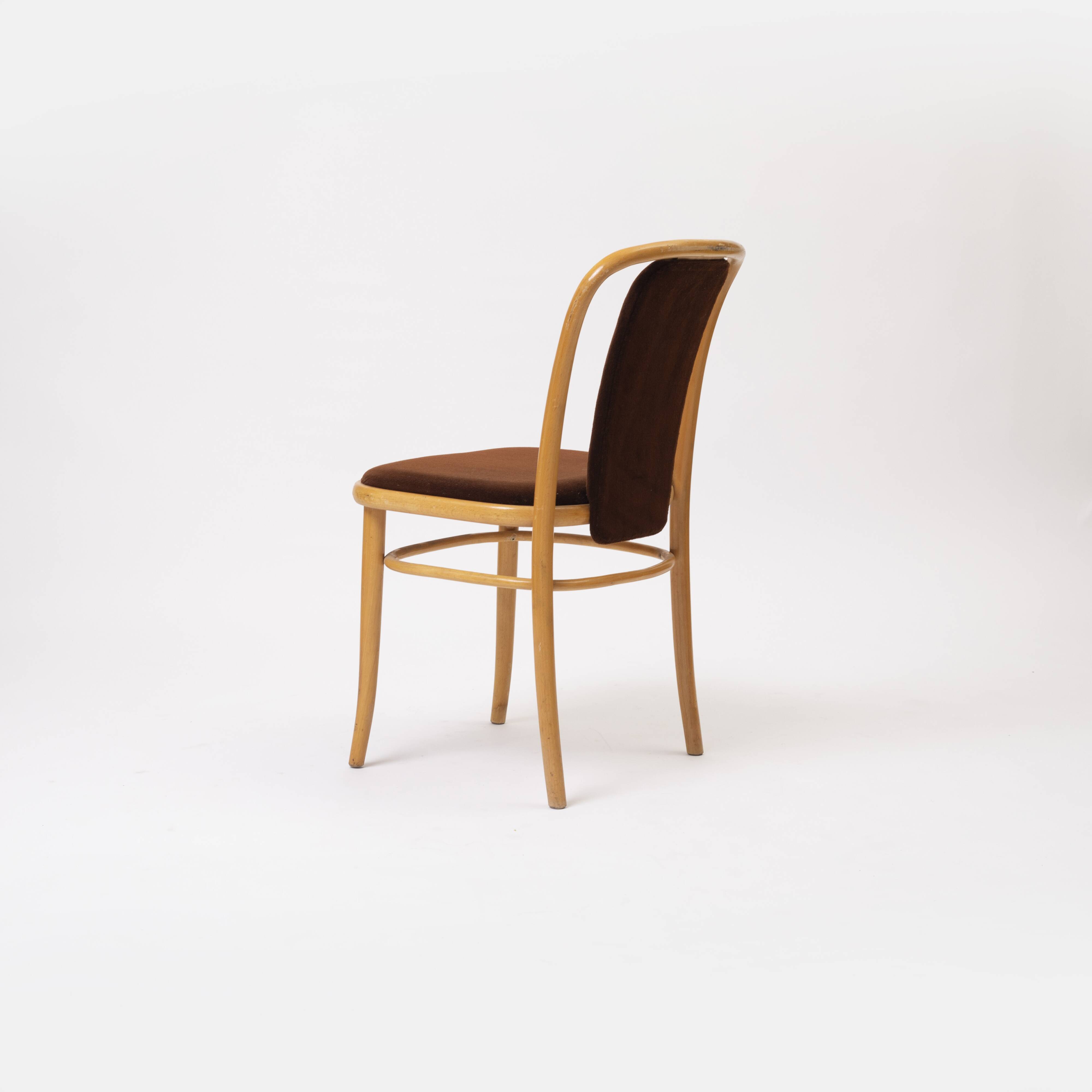 Set of 2 bentwood chairs in brown velvet by TON