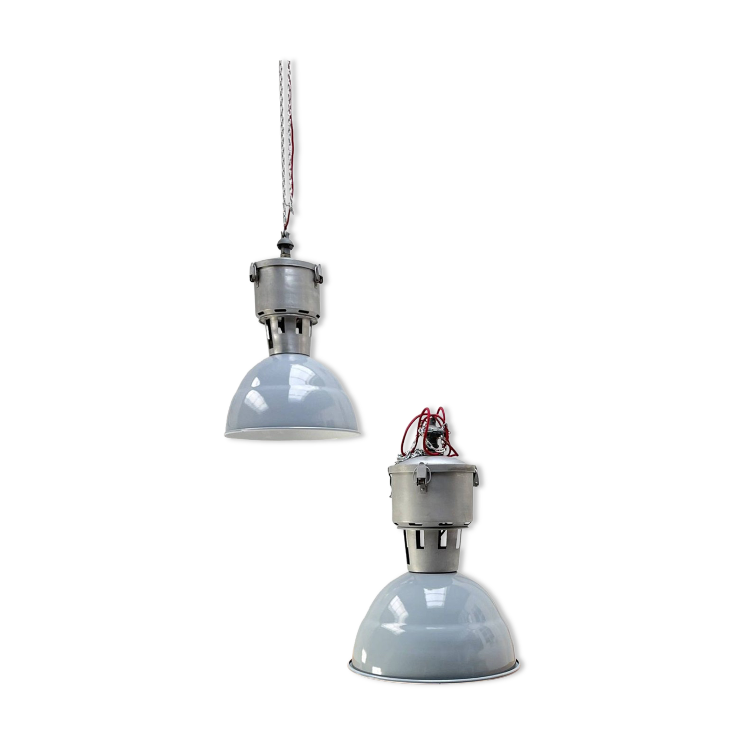 Pair of industrial lamps.