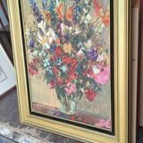 Tableau bouquet de fleurs par Anton Lamprecht huile sur toile
