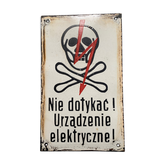 ancient emaillee plate danger death tete