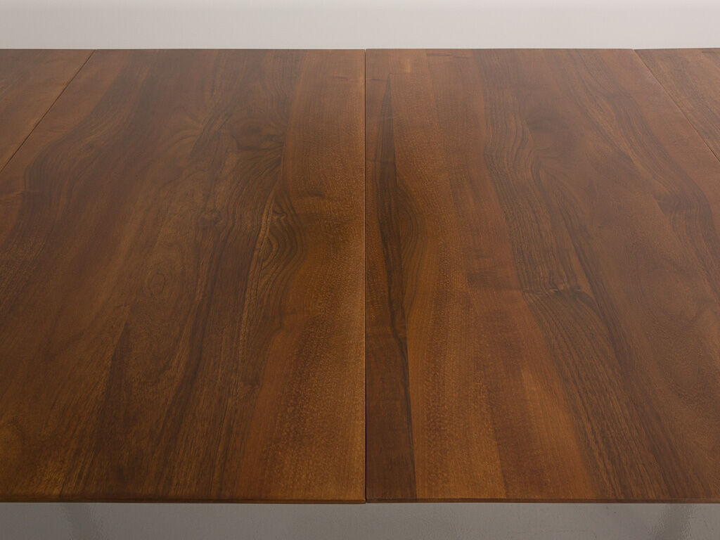 Custom-made solid walnut dining table with 4 extensions, for 6 to 16 people