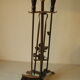 Old fireplace servant 3 wrought iron tools and bronze accessory fireplace