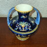 Vase with 2 polychrome handles in Gien earthenware France with Renaissance decoration 1938