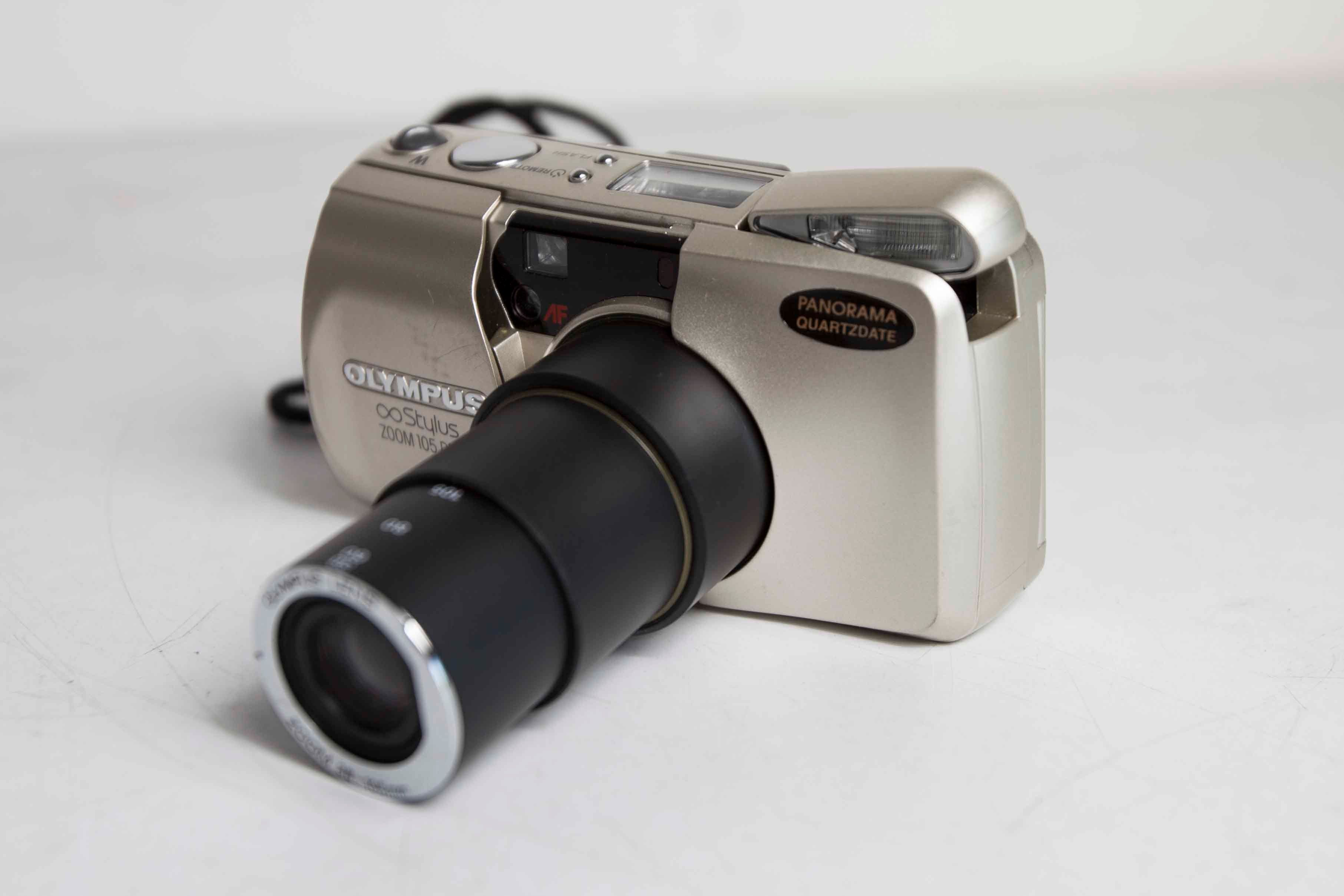 Olympus Stylus zoom 105 DLX film camera tested and new battery