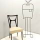 Set of Six Ebonized Beech Dining Chairs with Ivory Skai Upholstery, Italy