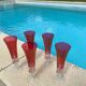 Set of 5 ruby red double-walled glass champagne flutes (Murano style)