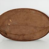 Antique oval mirror with beveled glass in wood and stucco, 19th century