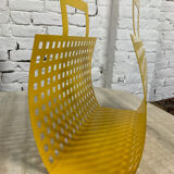 Vintage magazine rack in yellow metal
