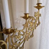 Antique bronze and brass candelabrum, large model, 19th century candlestick.