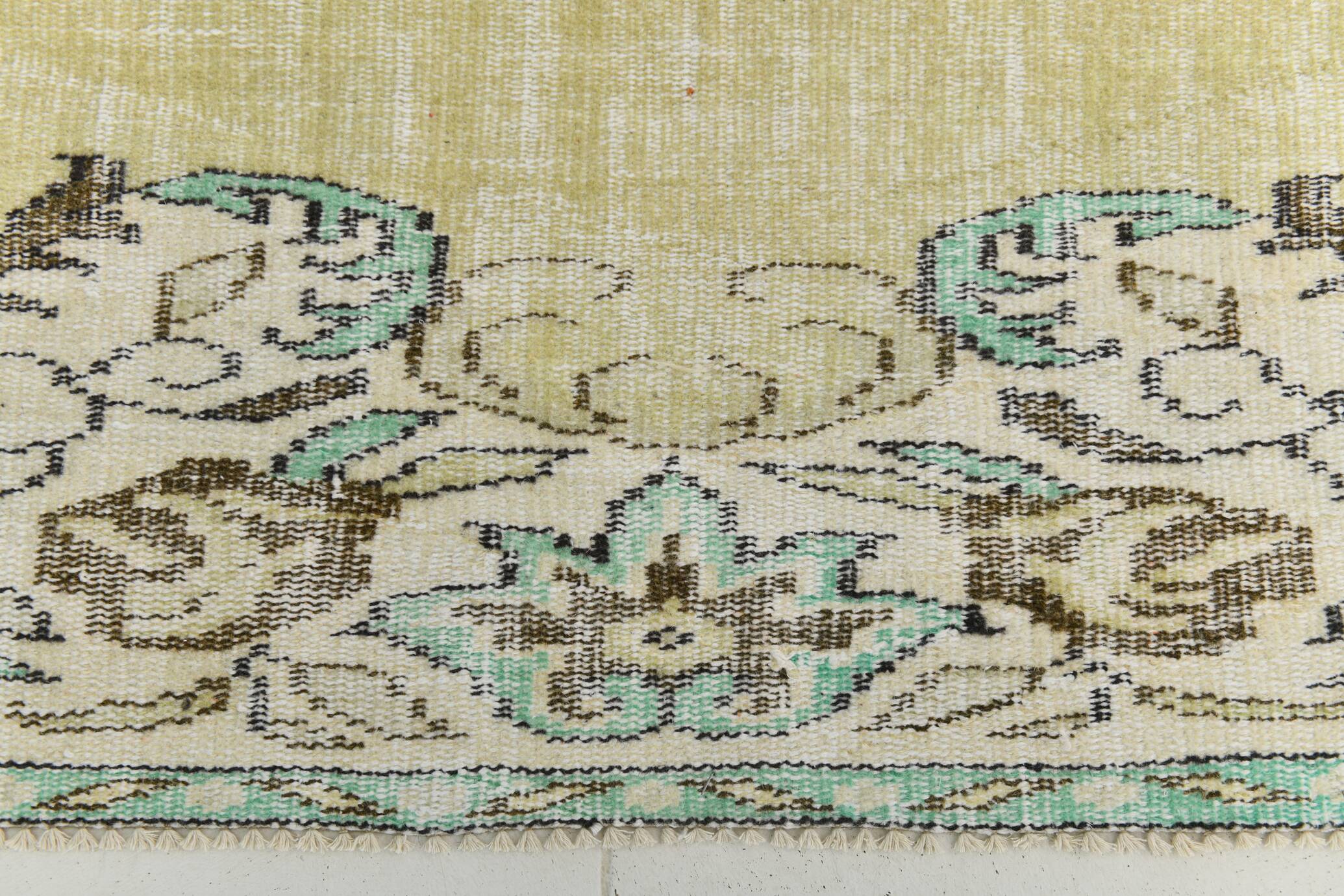 Tapis persan oriental vert clair et jaune 5x8, 165x238 cm