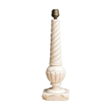 Pied de lampe italien en marbre blanc torsadé