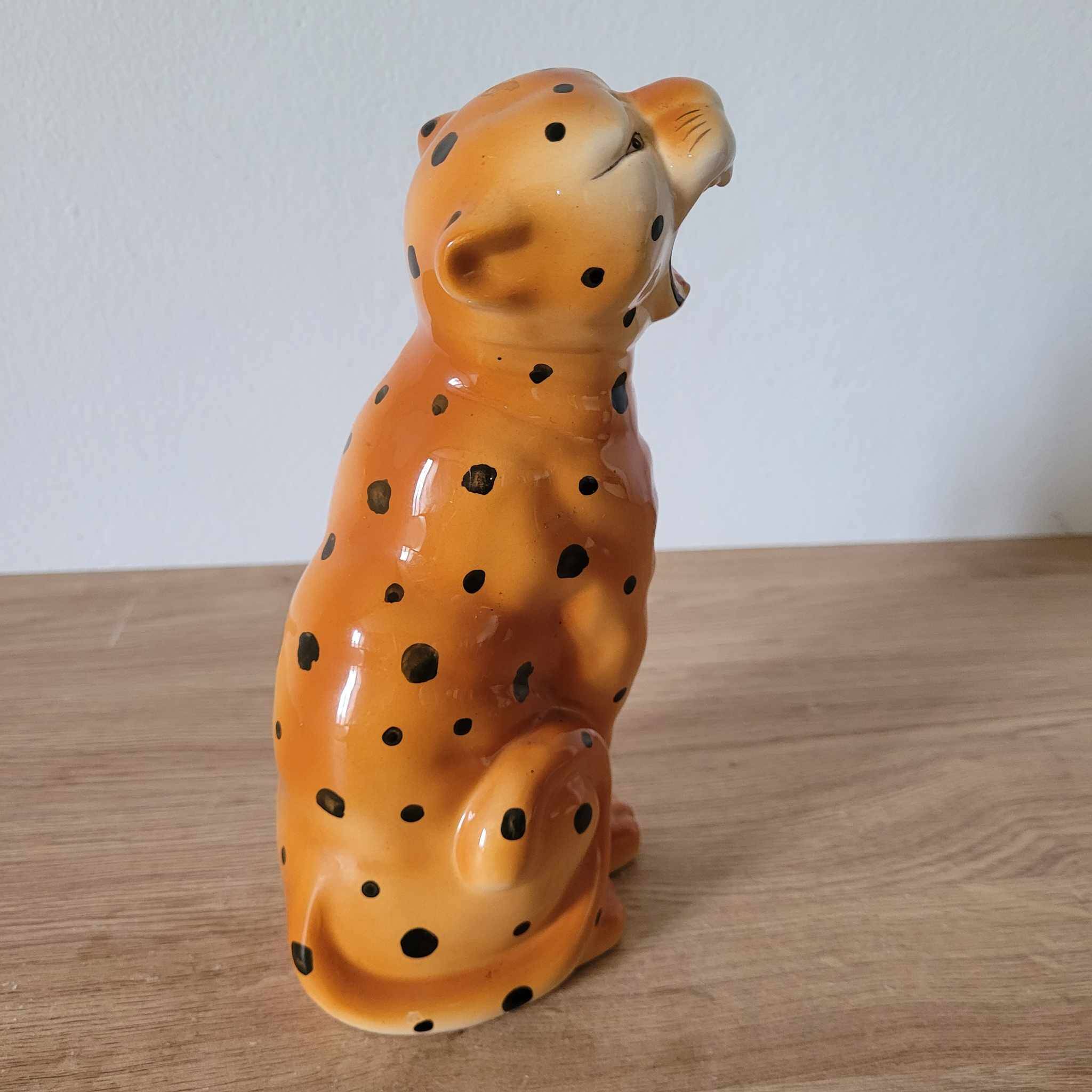 Leopard ceramic statuette - FG Francesco Guarino. 70-80