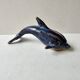 Signed blue ceramic dolphin sculpture (Signature to be identified)