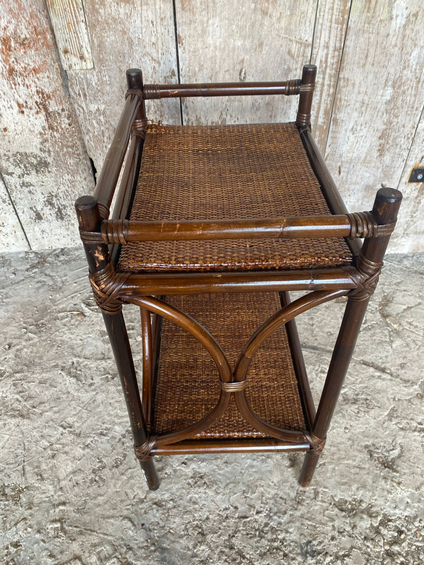 Vintage Rattan Bedside Table #E092