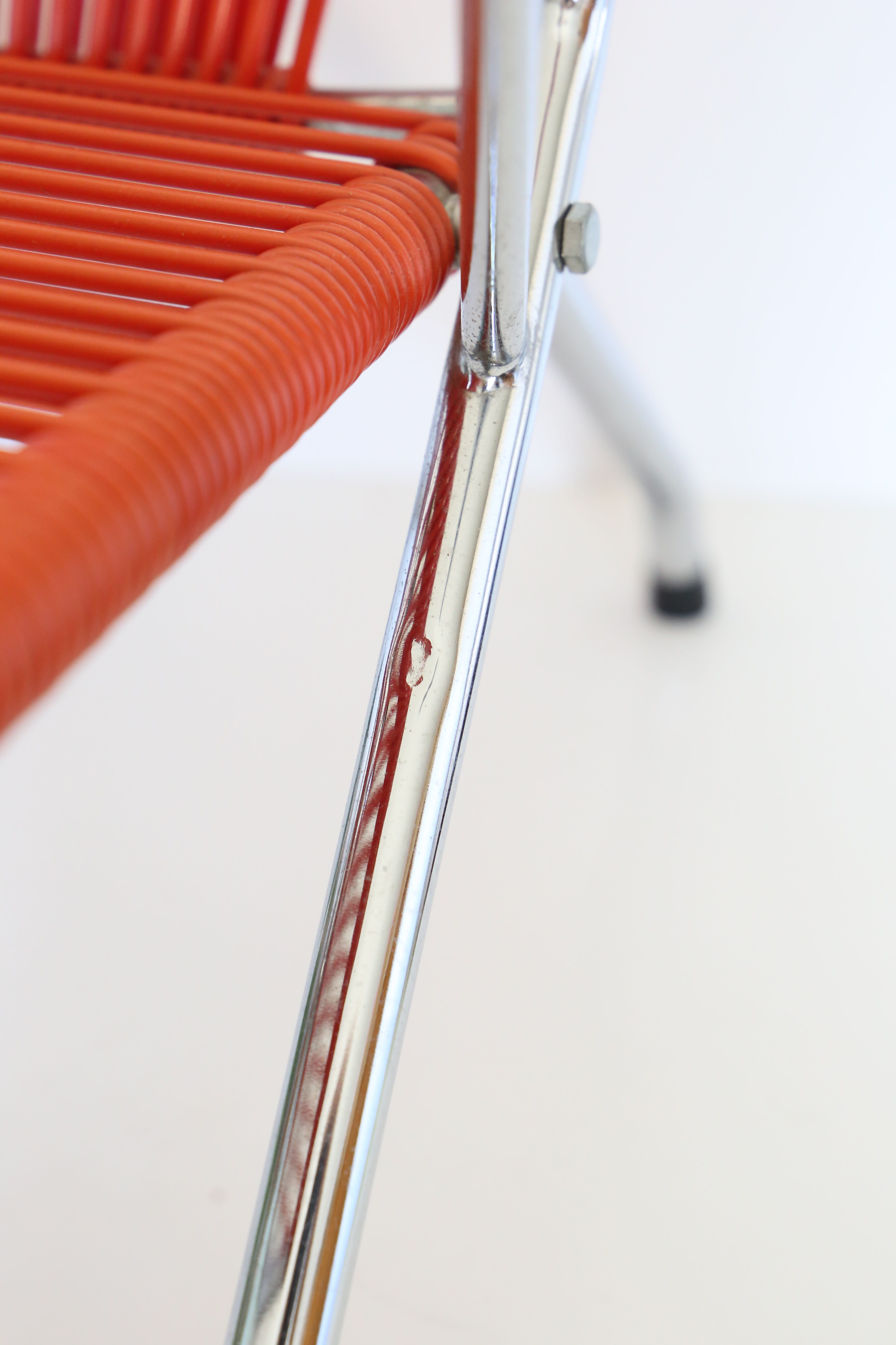 Children's armchair, folding, scoubidou and chrome, 1960