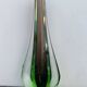 Green and red glass soliflore Sommerso Murano vase 1970