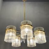 Mid-Century Italian Murano Glass Rod Chandelier, 1980s