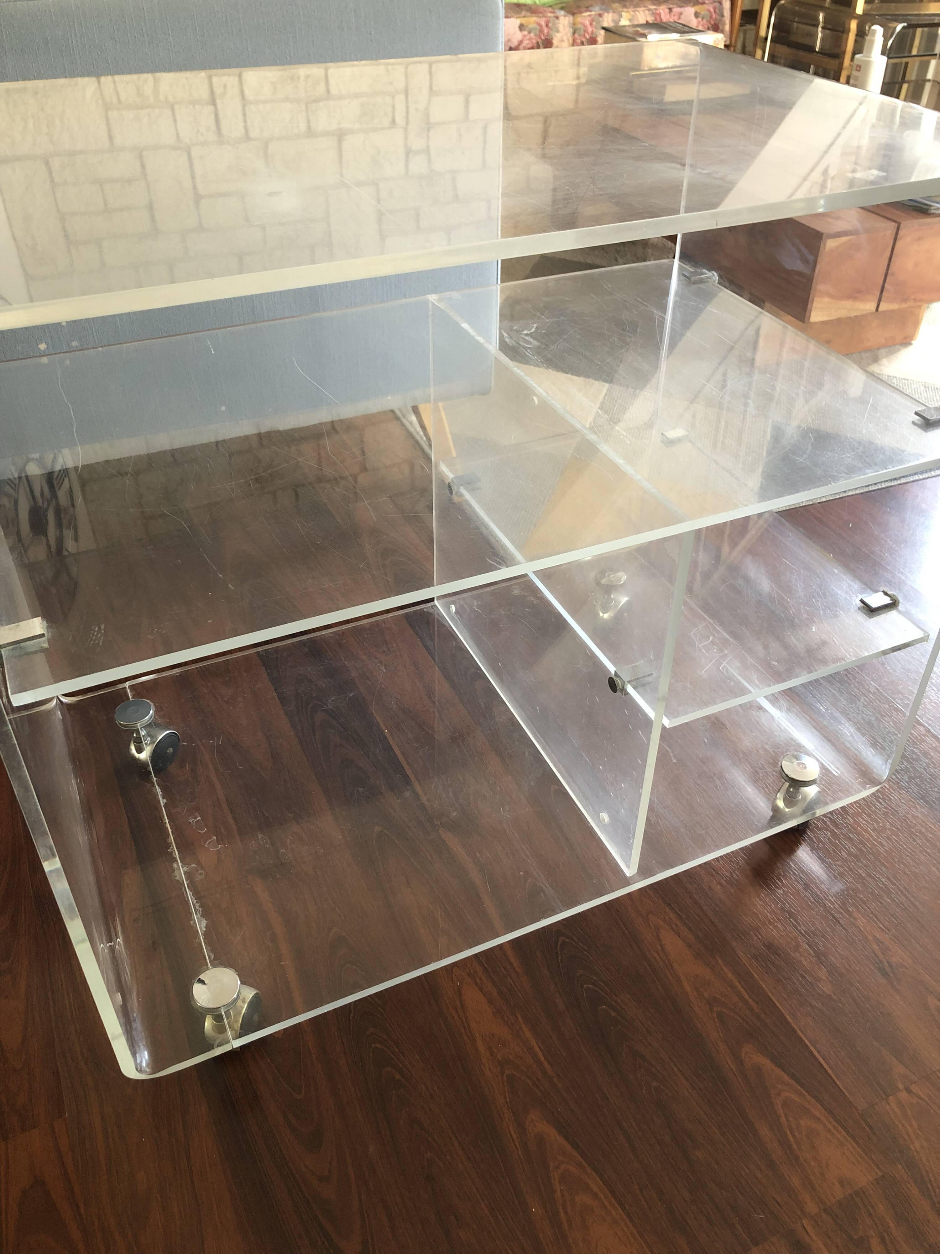 Designer TV unit David Lange vintage Plexiglas
