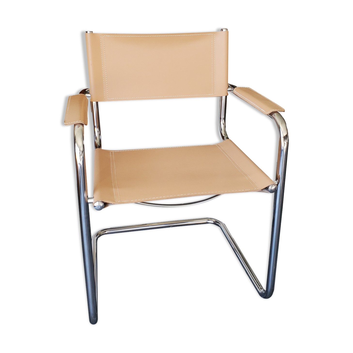 Beige leather armchair