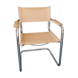 Fauteuil cuir beige