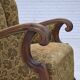 1950s, Danish armchair, furniture wool, hand carved oak wood.