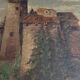 Painting oil on canvas seascape with castle