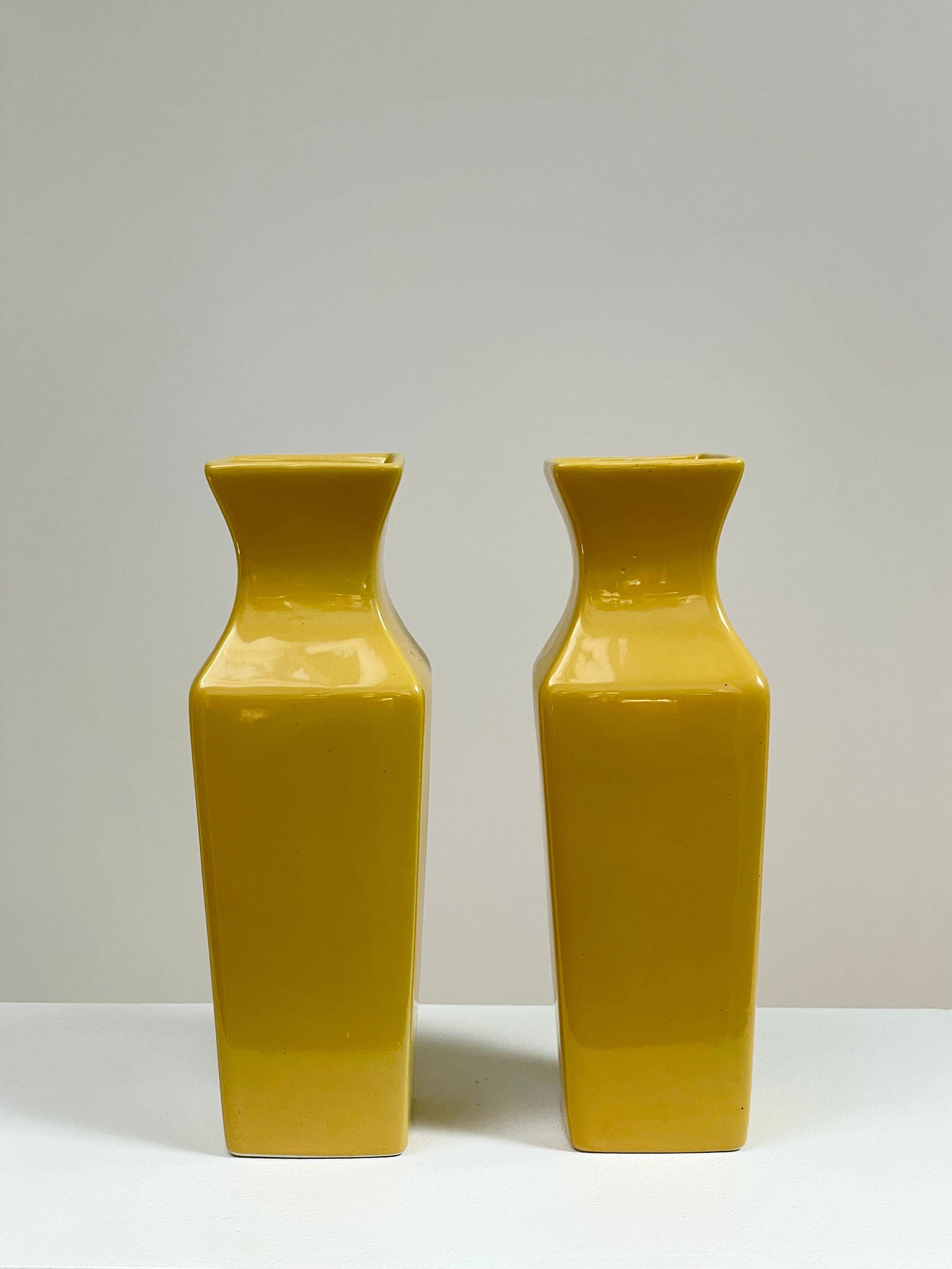 Duo of yellow vases