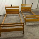 Pair of 1960 Scandinavian twin beds in solid beech