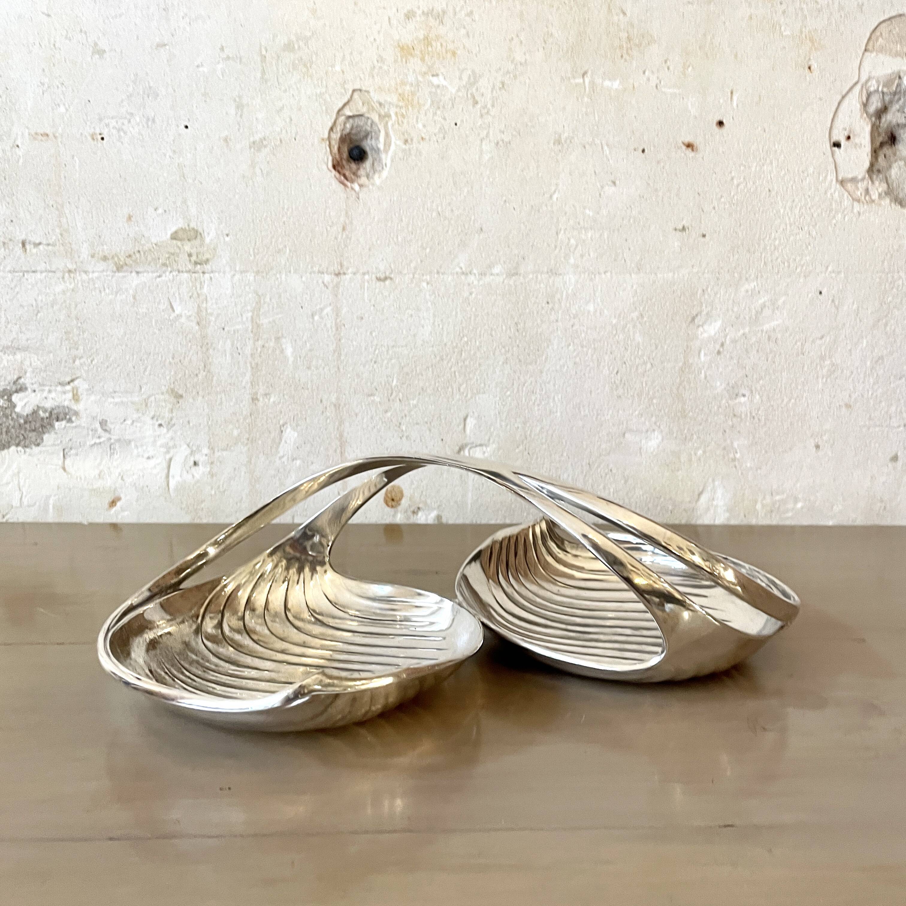 Art Nouveau double servant bowl Christofle Gallia silver metal