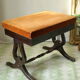 Lyre leg stool with storage, lion paw feet, English style.
