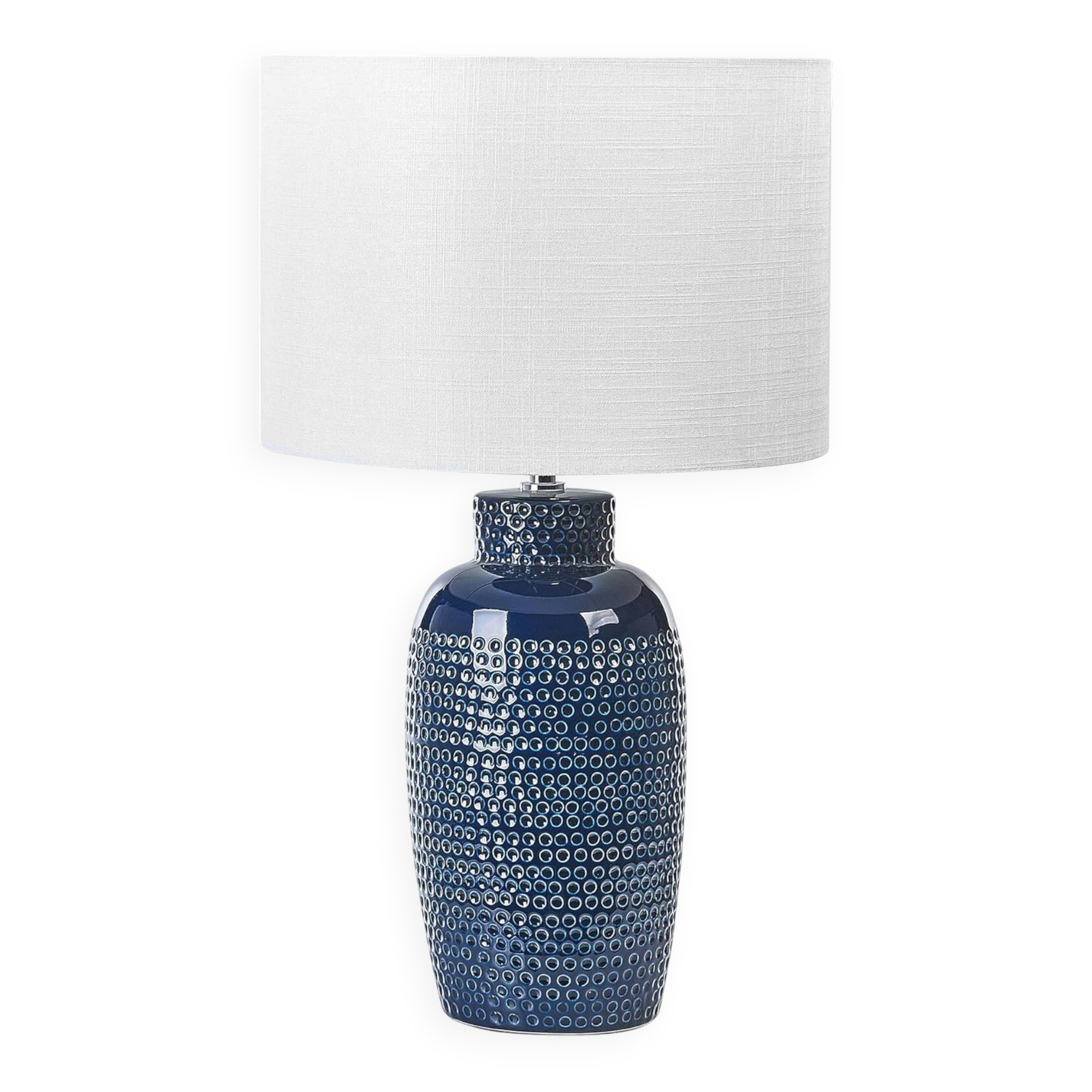navy blue ceramic table lamp with shade