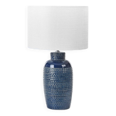 lampe de table en céramique bleu marine avec abat-jour