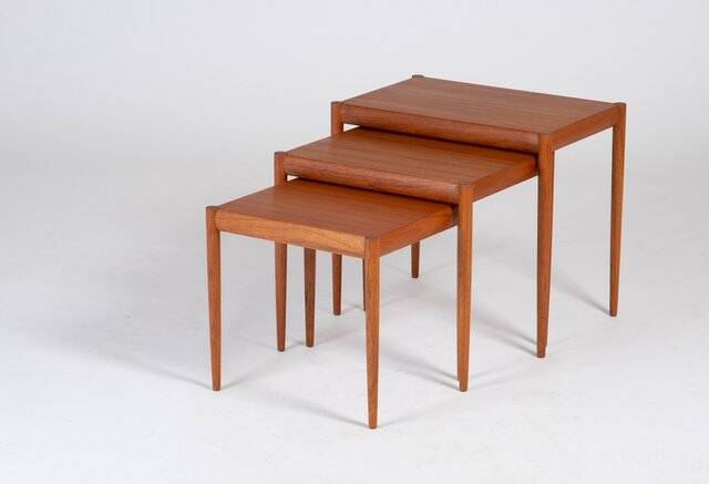 Nest of Tables in Teak, Denmark, 1960s, Set of 3