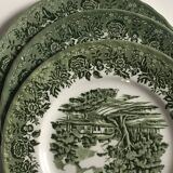 Set of 9 vintage W H Grindley plates – Country Style pattern (green)