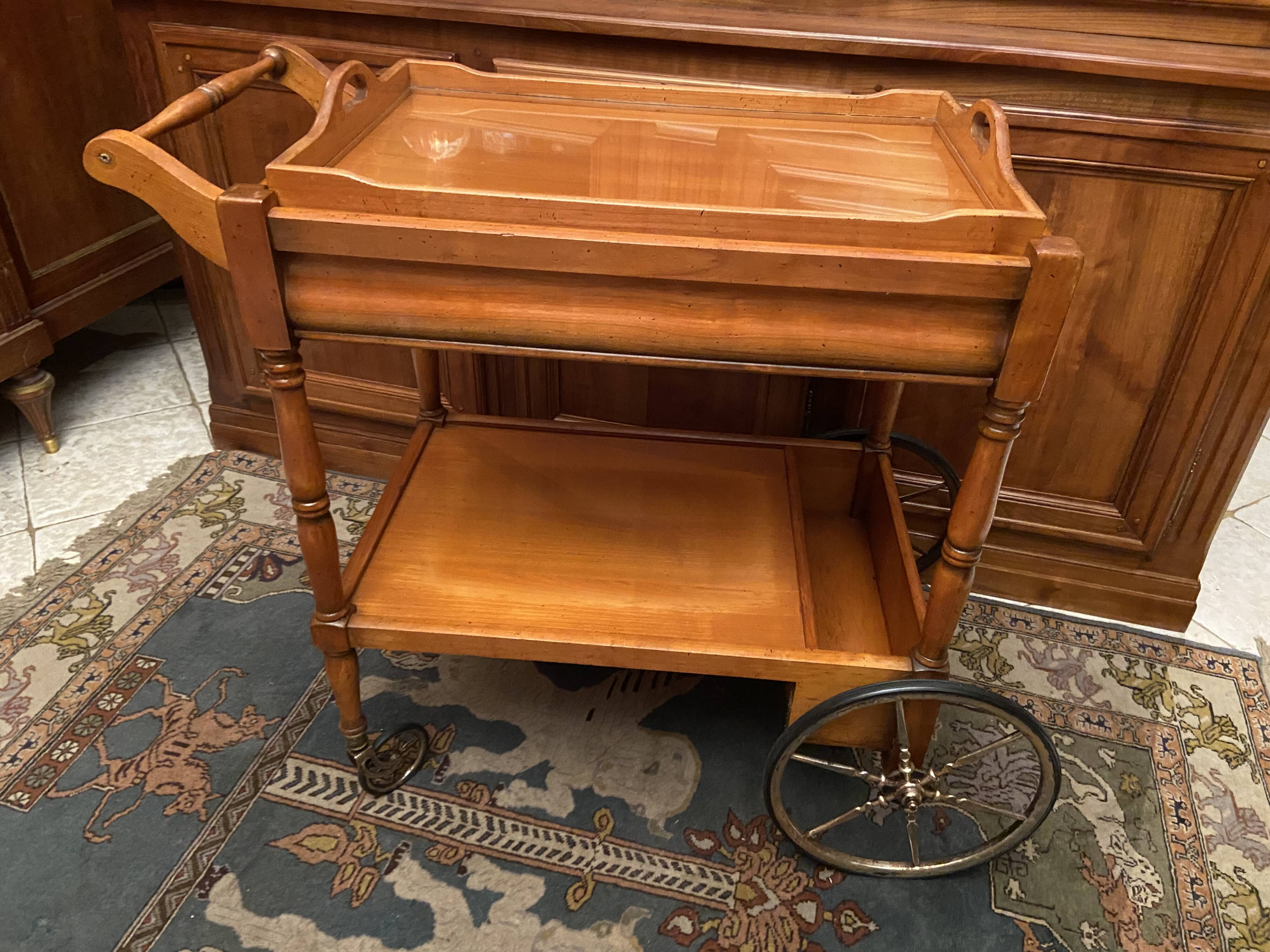 Serving table in blond cherrywood with removable top