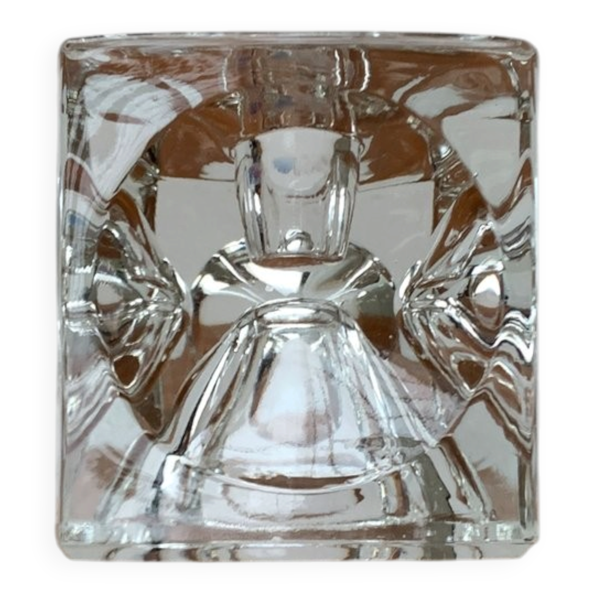 German glass cube ice candle holder by Peill & Putzler, 1970s.
