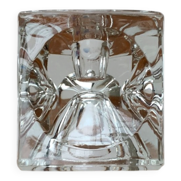 Porte-bougie en verre en forme de cube de glace allemand de Peill & Putzler, années 1970