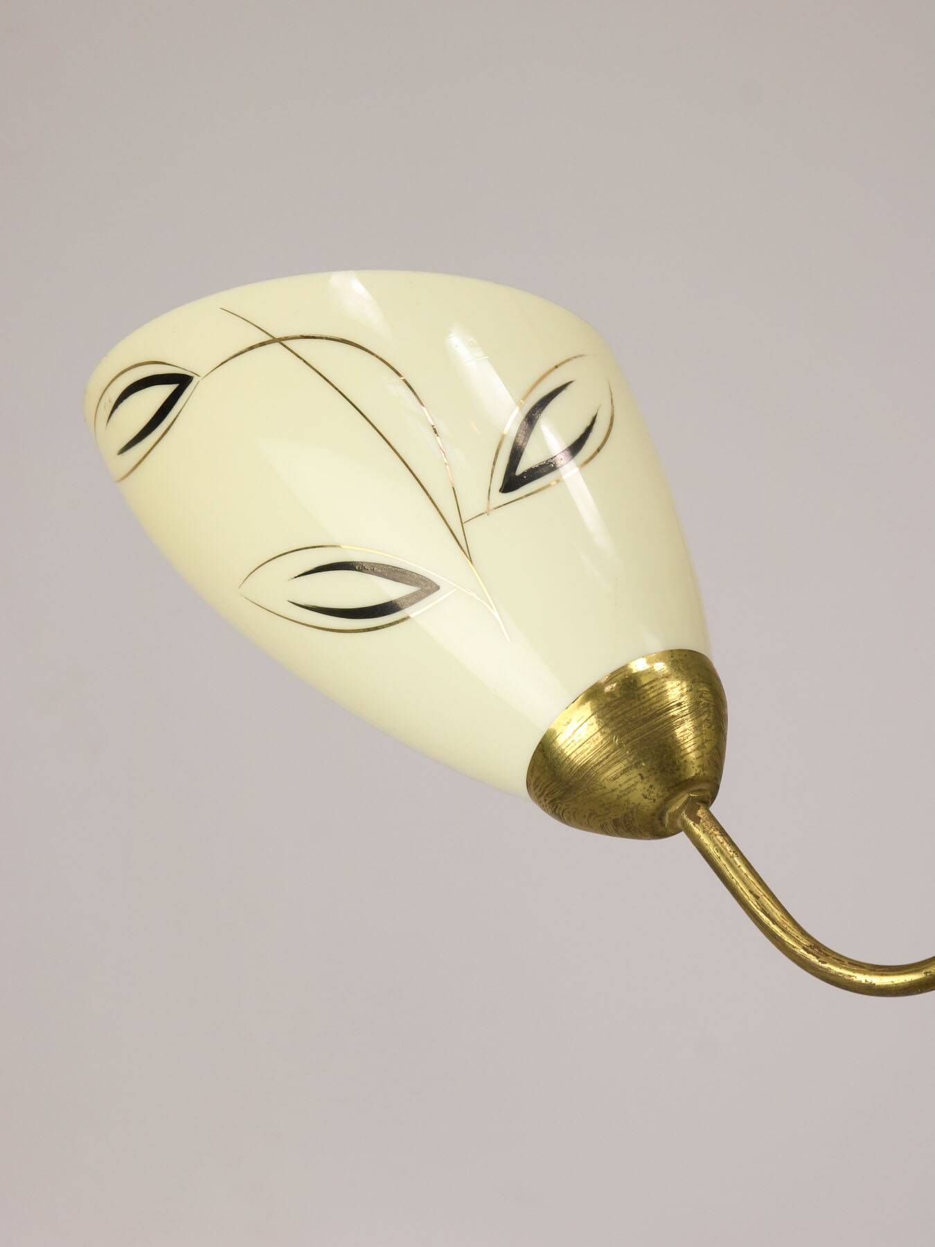 Italian Art Deco Chandelier in Brass and Yellow Glass, 1940s