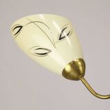 Italian Art Deco Chandelier in Brass and Yellow Glass, 1940s