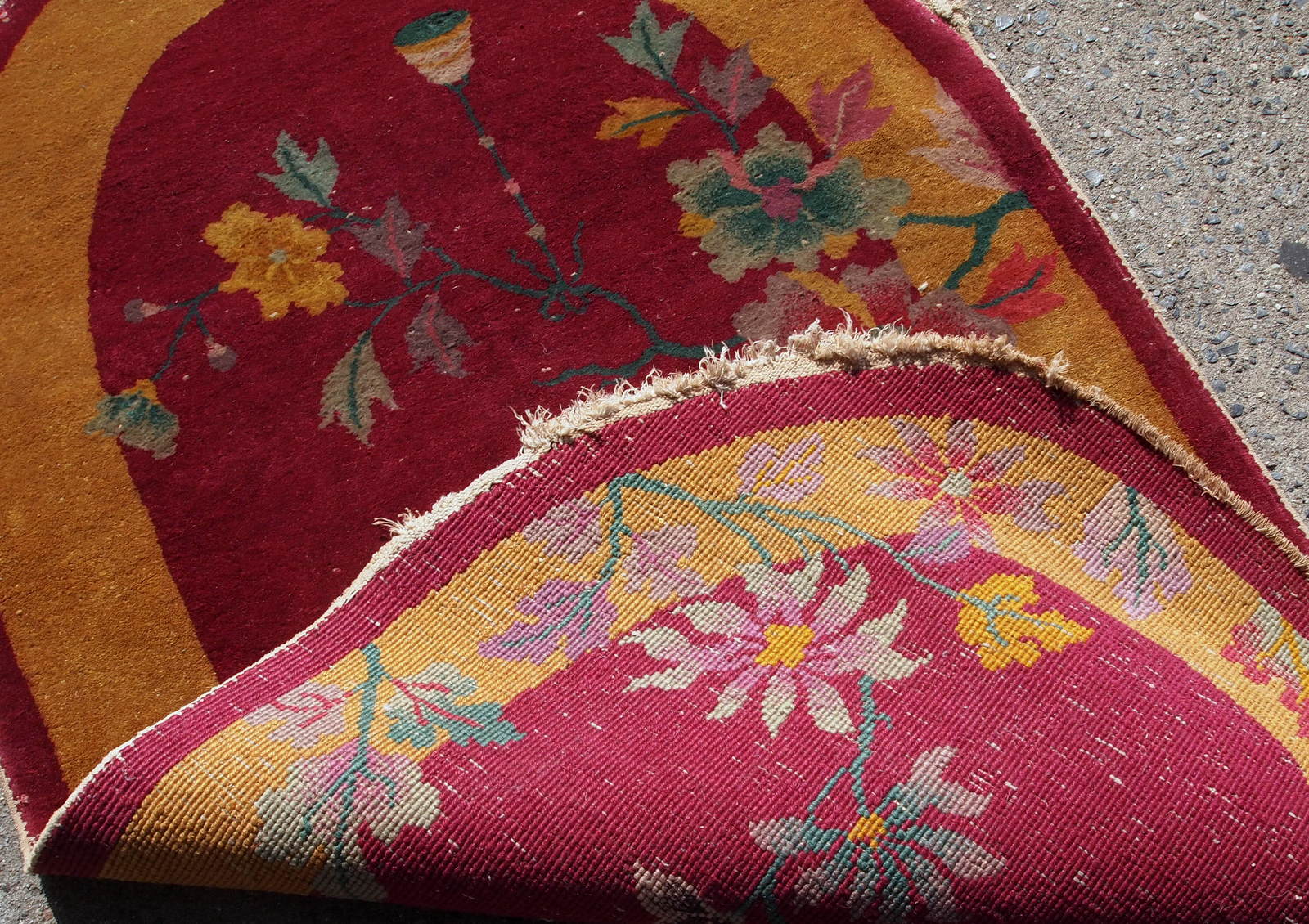 Old Chinese Art Deco handmade carpet 79cm x 134cm 1920s, 1E08