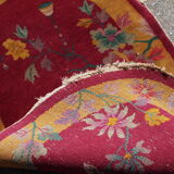 Old Chinese Art Deco handmade carpet 79cm x 134cm 1920s, 1E08