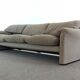 Cassina Maralunga 3-Seater Sofa by Vico Magistretti in grey striped fabrics