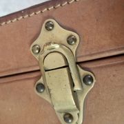 Antique leather and brass trunk/suitcase, high-end luggage circa 1930