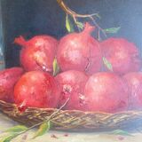 Tableau ancien - Peinture à l’huile - Nature morte aux grenades