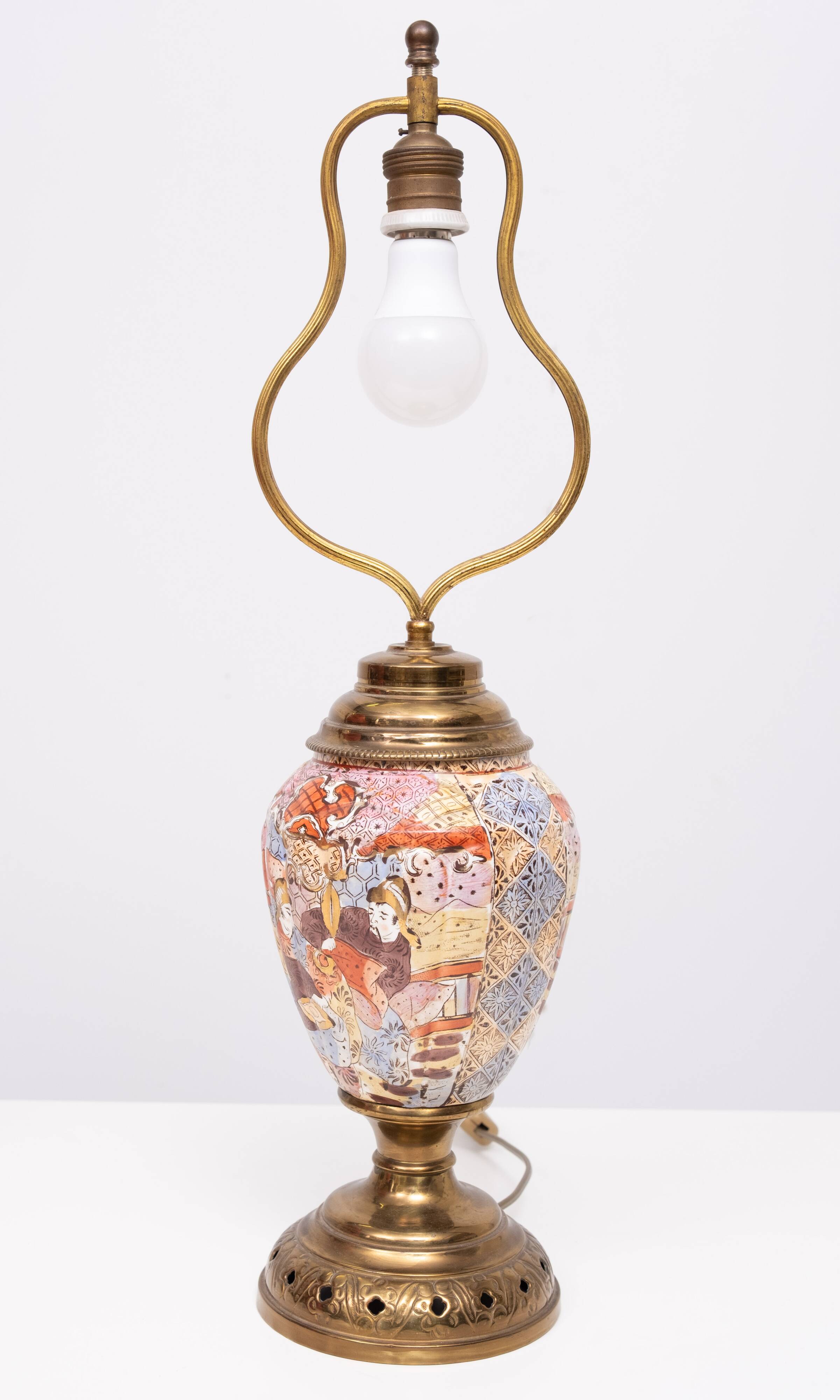 pair Satsuma Table Lamps Japan 1950s