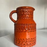 Bitossi Ceramiche orange pitcher vase by Aldo Londi Italian design