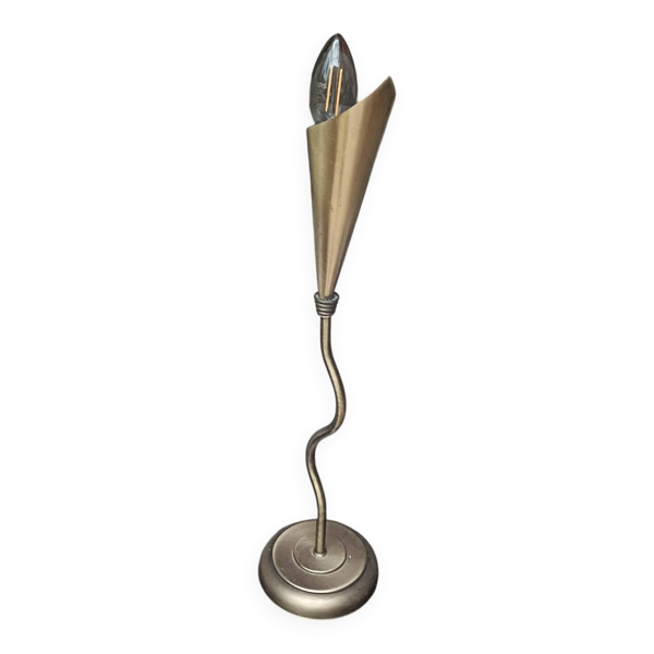 Lampe cornet dorée vintage