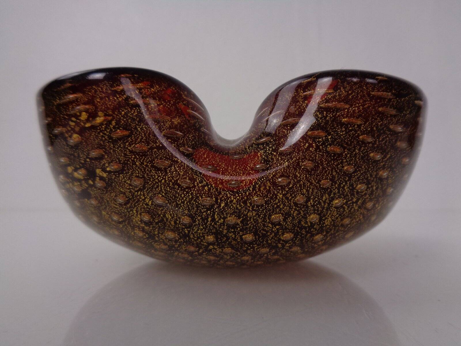 Red & Gold Murano Glass Ashtray by Barovier & Toso, Italy, 1960s
