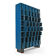 Blue metal workshop furniture with 48 bins